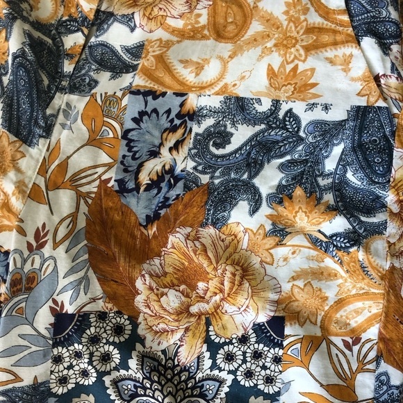 Boston Proper Arizona Patchwork Print Linen Wide Leg Palazzo Pant Size 12 Summer - Picture 8 of 11